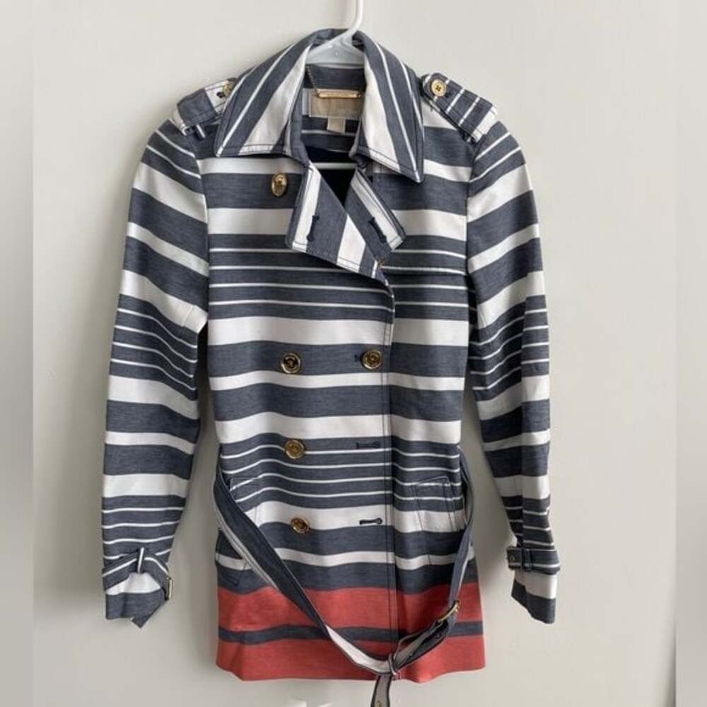 Michael Kors double-breasted striped cotton trench coat